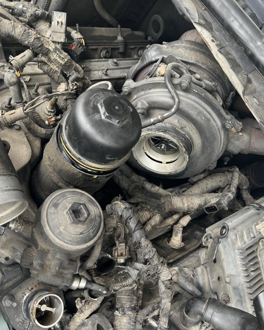Turbocharger and surrounding engine components